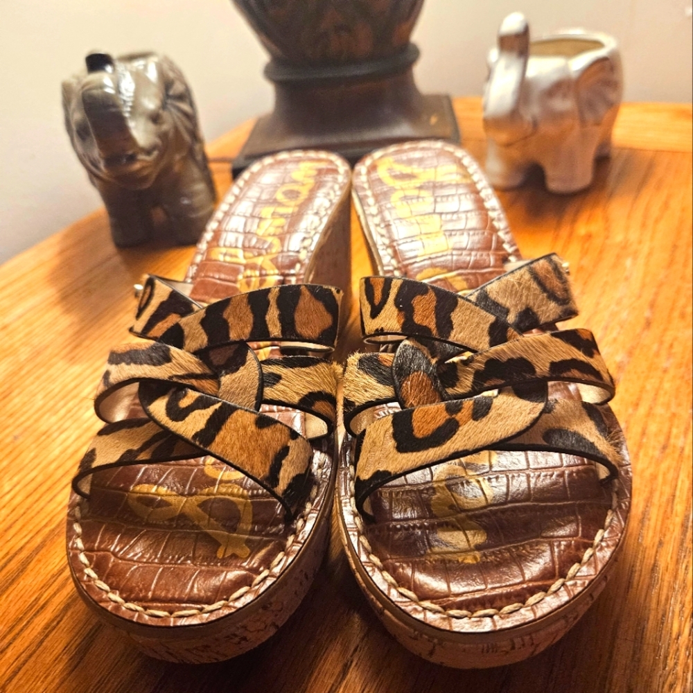 Sam Edelman Leopard Calf Hair Wedges
